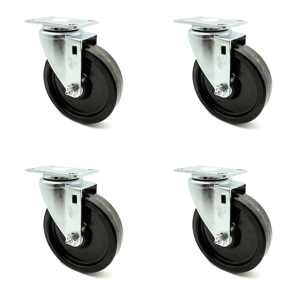 5 Inch Phenolic Wheel Swivel Top Plate Caster Set